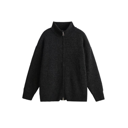 Double Zipper  Loose Oversized  Knitwear Sweater Male
