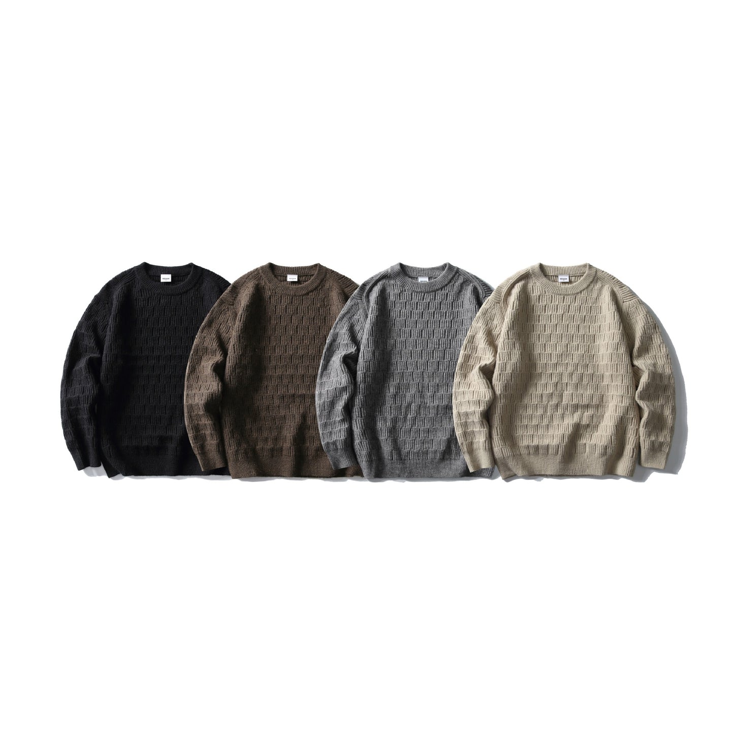 Simple Solid Color Knitted Jacquard Round Neck Loose Pullover Sweater